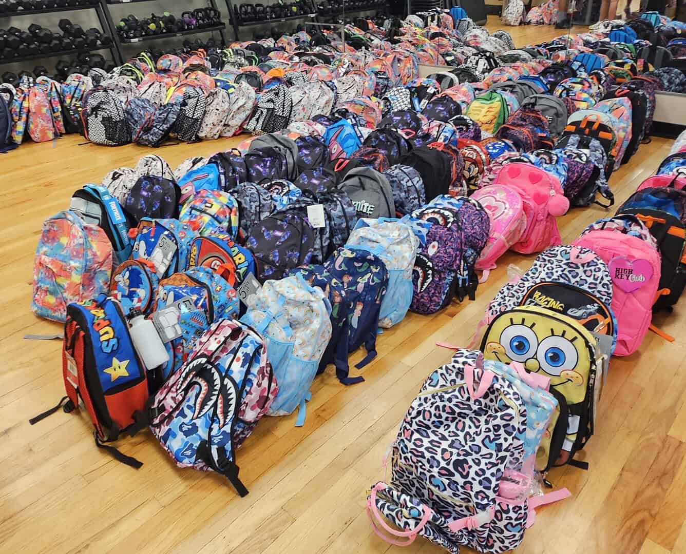 Backpacks collected for the Monet Richardson Community Foundation Backpack Drive